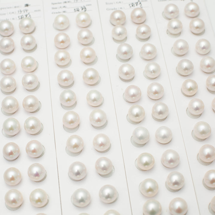 Edison 13-14mm Round Pearls White 6A Pearl Pairs