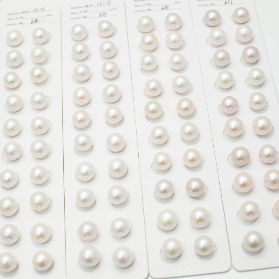 Edison 12-13mm Round Pearls White 6A Pearl Pairs