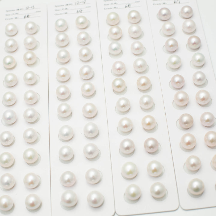 Edison 12-13mm Round Pearls White 6A Pearl Pairs