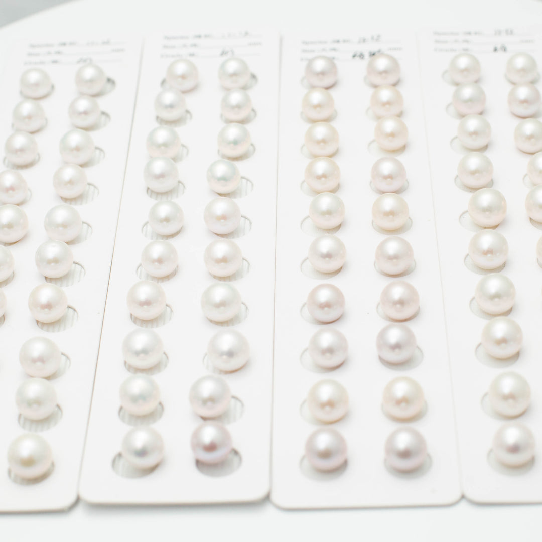 Edison 11-12mm Round Pearls White 6A Pearl Pairs