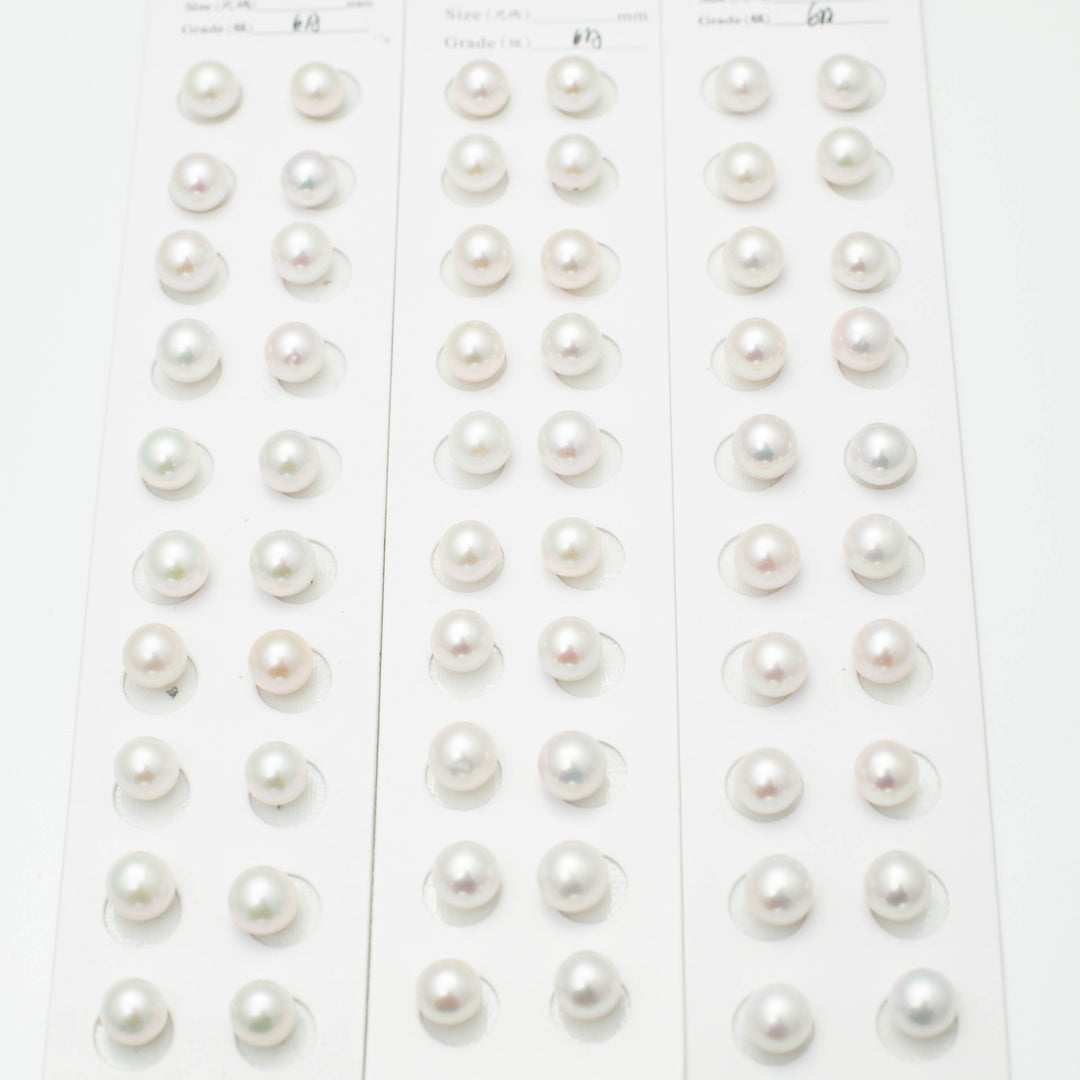 Edison 10-11mm Round Pearls White 6A Pearl Pairs