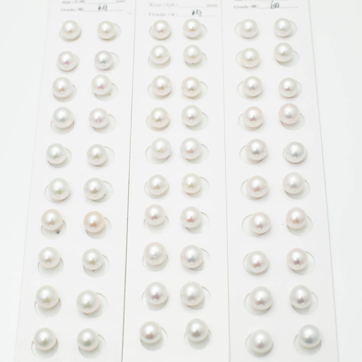 Edison 10-11mm Round Pearls White 6A Pearl Pairs