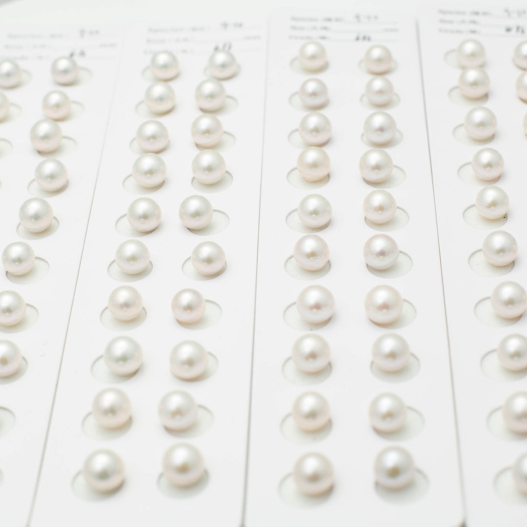 Edison 9-10mm Round Pearls White 6A Pearl Pairs