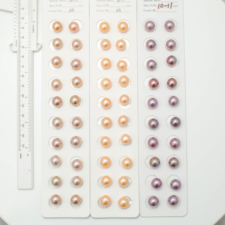 Edison 10-11mm Round Pearls Colorful 6A Pearl Pairs