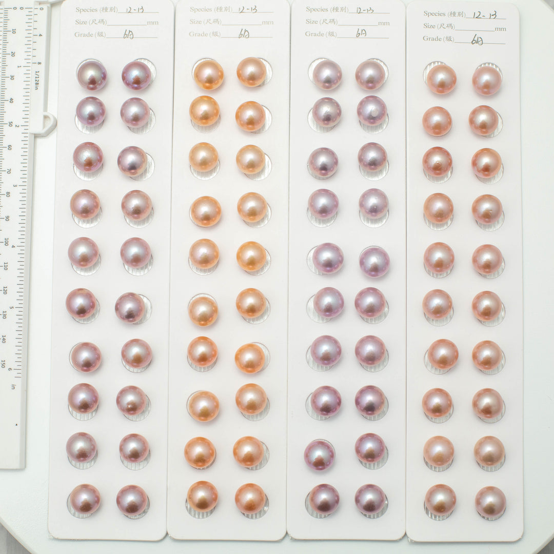 Edison 12-13mm Round Pearls Colorful 6A Pearl Pairs