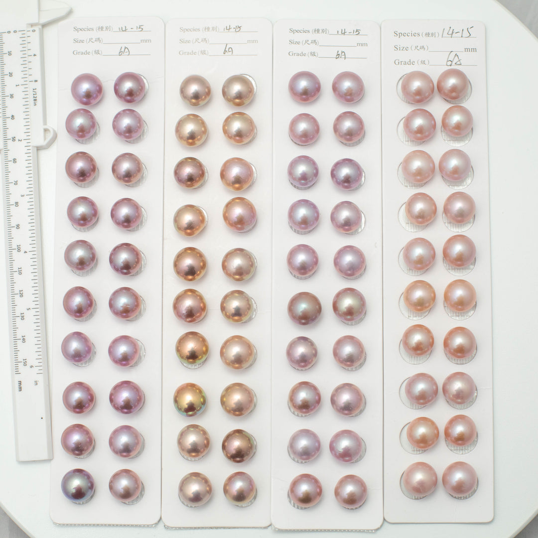 Edison 14-15mm Round Pearls Colorful 6A Pearl Pairs