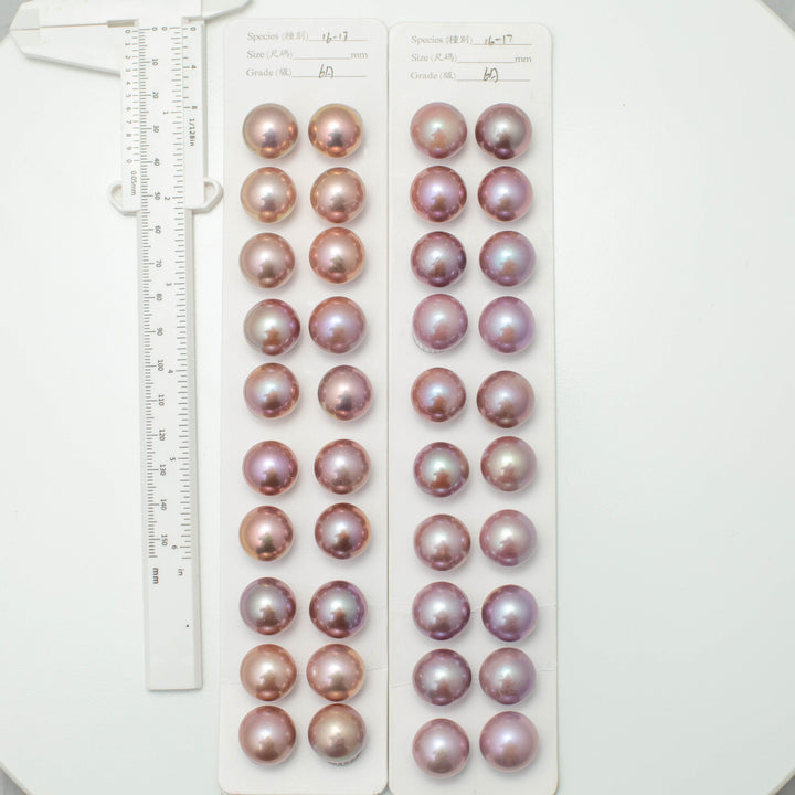 Edison 16-17mm Round Pearls Colorful 6A Pearl Pairs