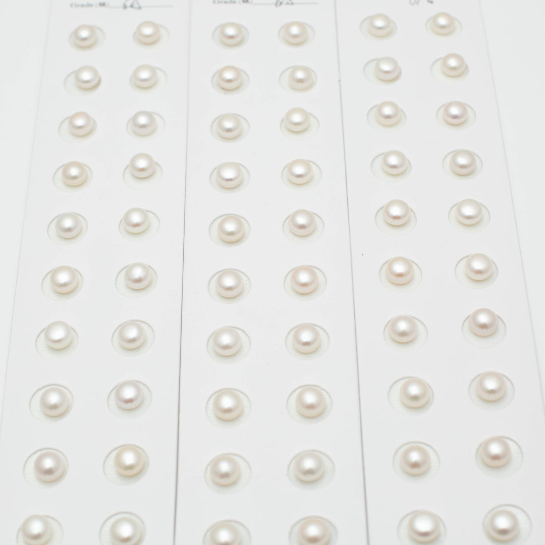 Baroque 8-8.5mm Button Pearls White AAA Pearl Pairs