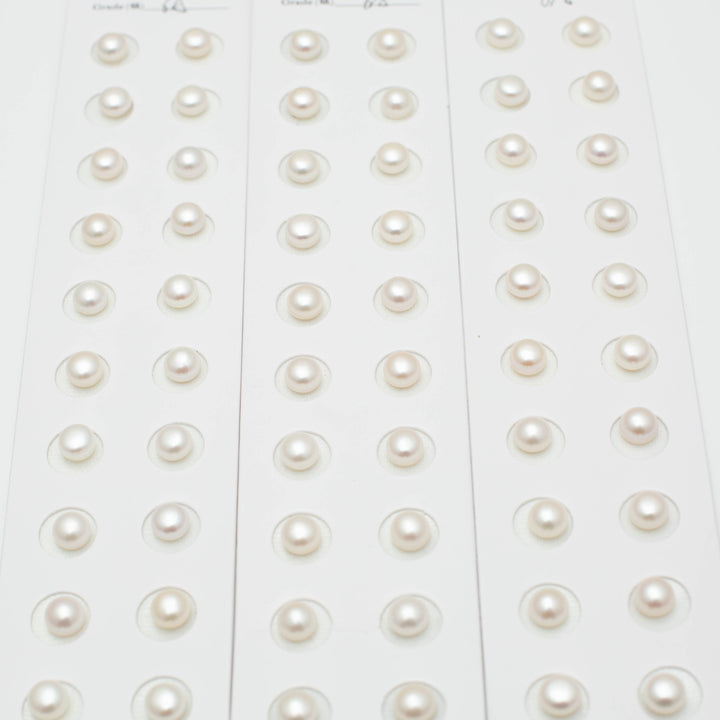 Baroque 8-8.5mm Button Pearls White AAA Pearl Pairs