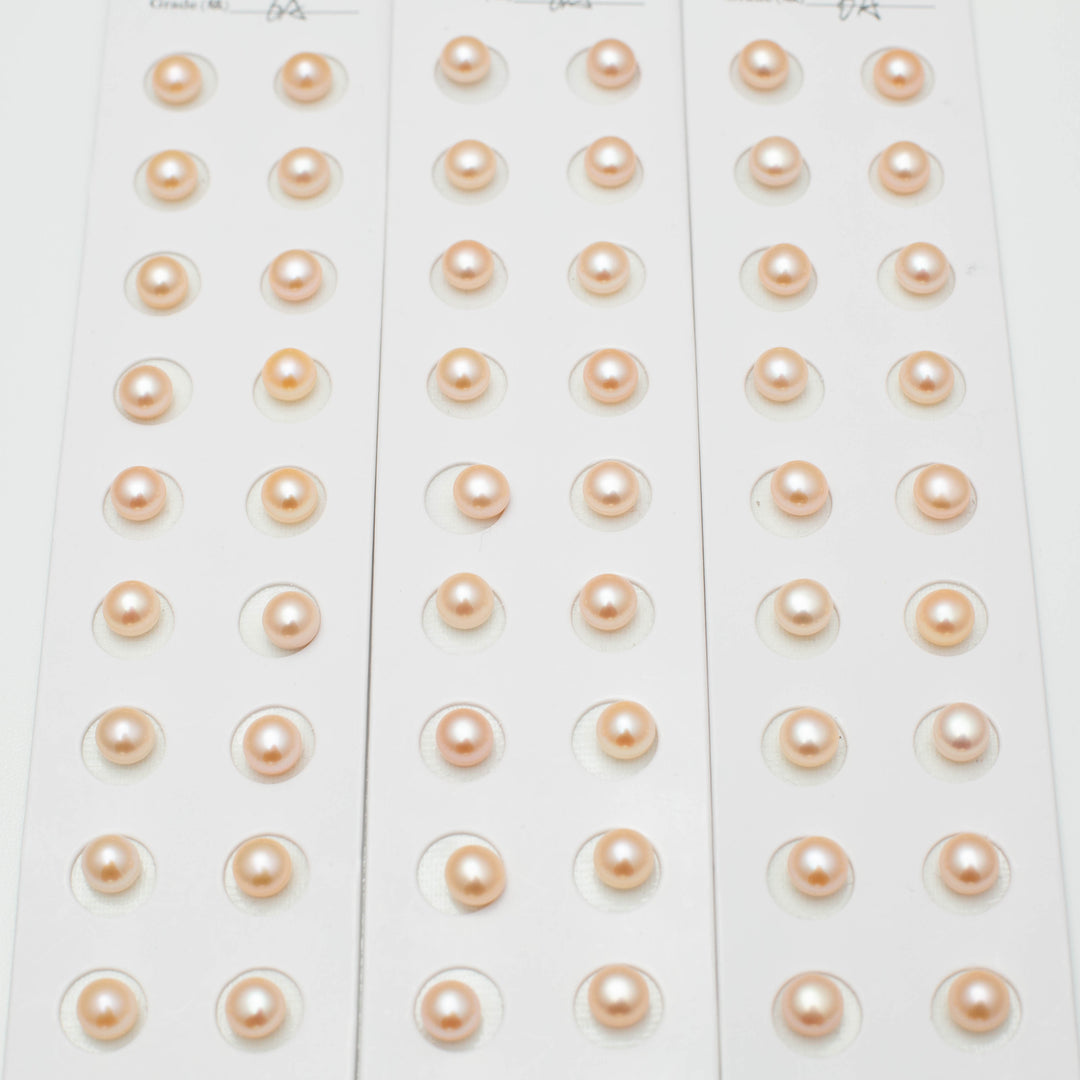 Baroque 8-8.5mm Button Pearls Pink AAA Pearl Pairs