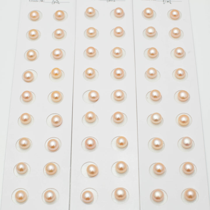 Baroque 8-8.5mm Button Pearls Pink AAA Pearl Pairs