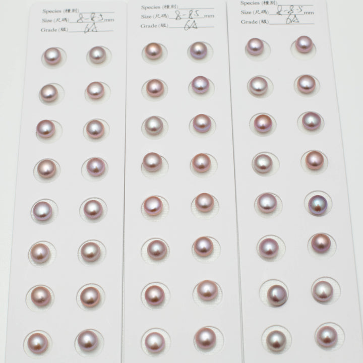 Baroque 8-8.5mm Button Pearls Purple AAA Pearl Pairs