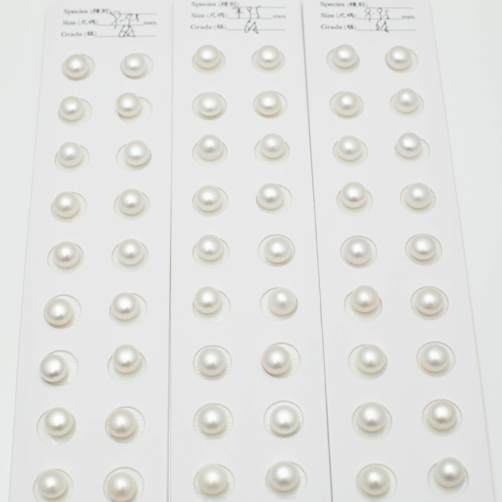 Baroque 9-9.5mm Button Pearls White AAA Pearl Pairs