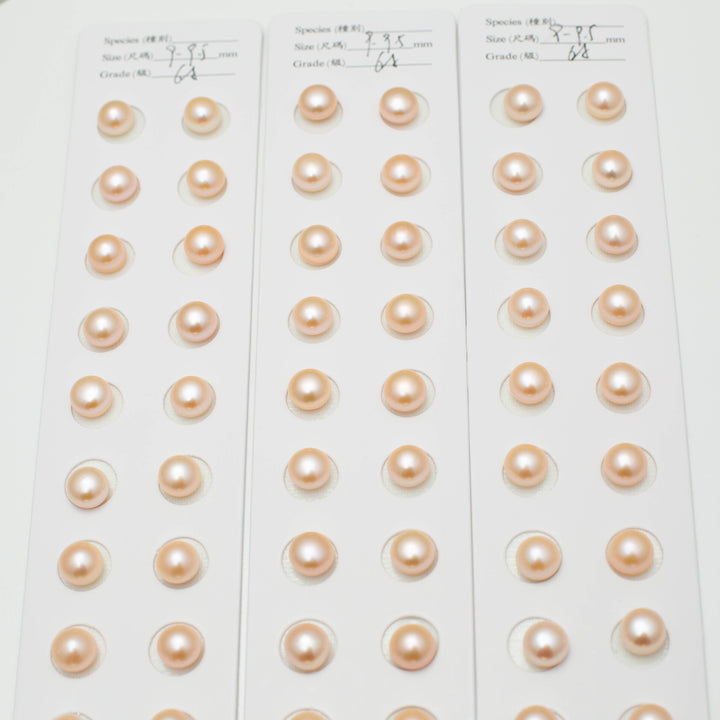 Baroque 9-9.5mm Button Pearls Pink AAA Pearl Pairs