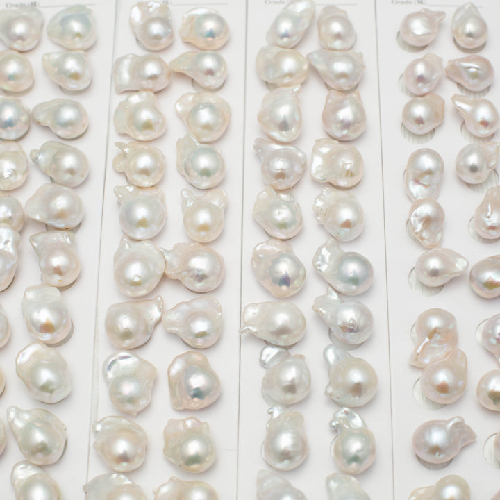 Baroque 13-15mm Fireball Pearls White AAA Pearl Pairs