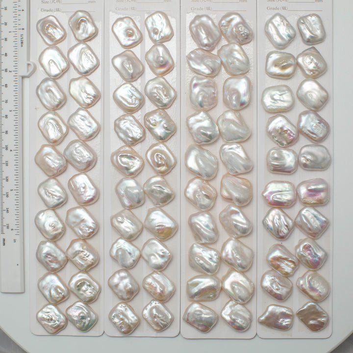 Baroque 15*20mm Square Pearls White AAA Pearl Pairs