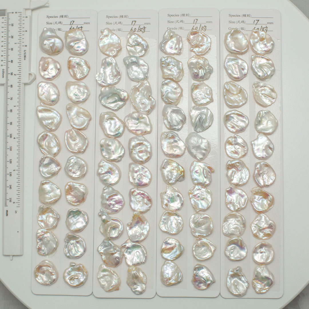 Baroque 17-18mm Keshi Pearls White AAA Pearl Pairs