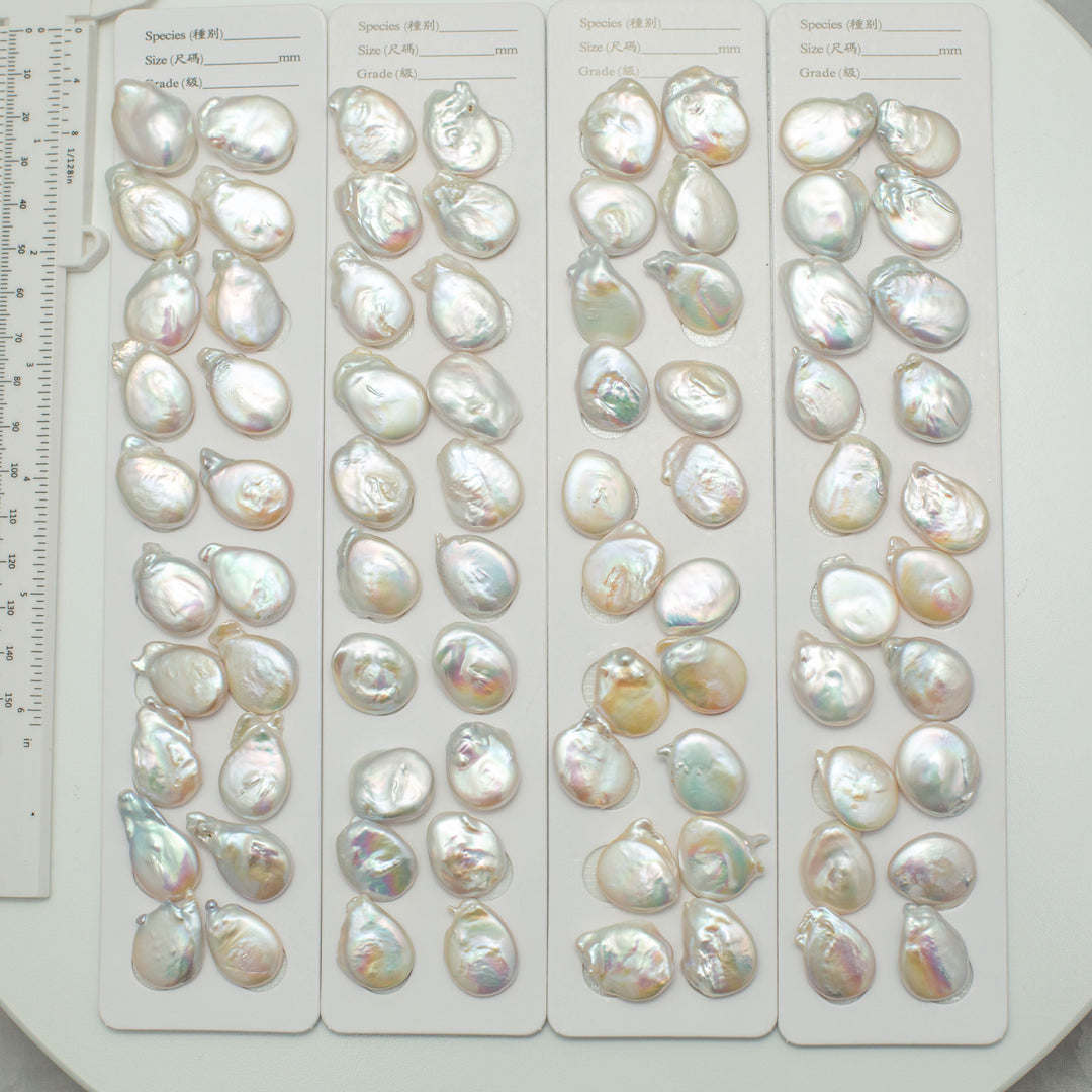 Baroque 15-16mm Teardrop Pearls White AAA Pearl Pairs