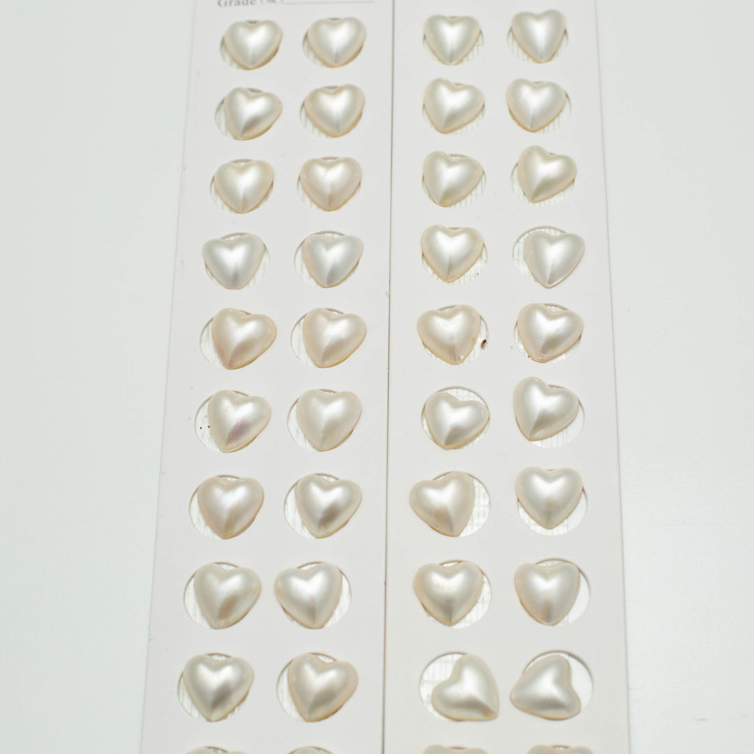 MABE 12-13mm Heart  White AAA Pearl Pairs