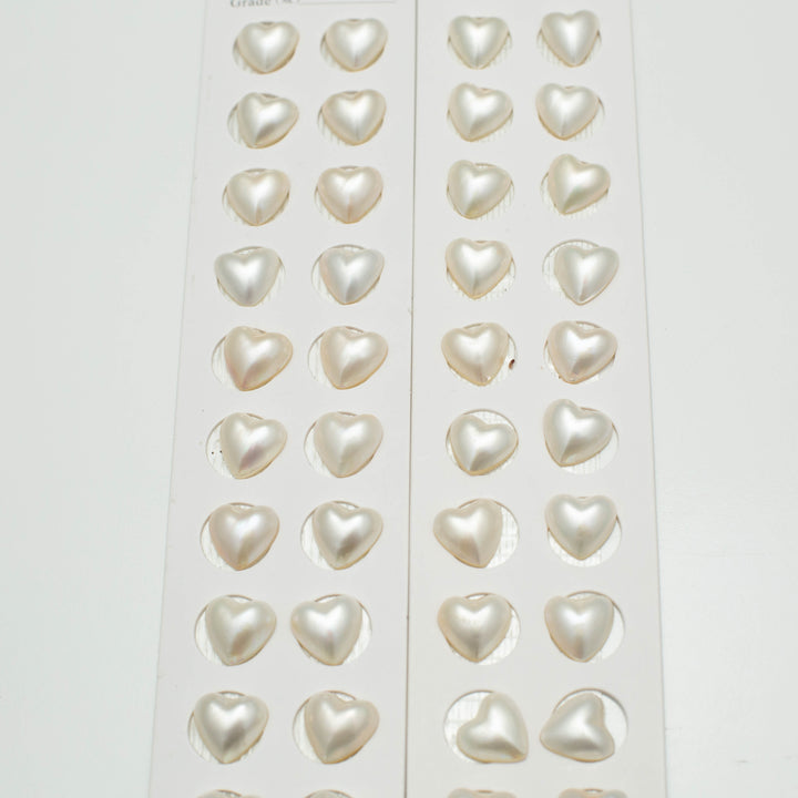 MABE 12-13mm Heart  White AAA Pearl Pairs