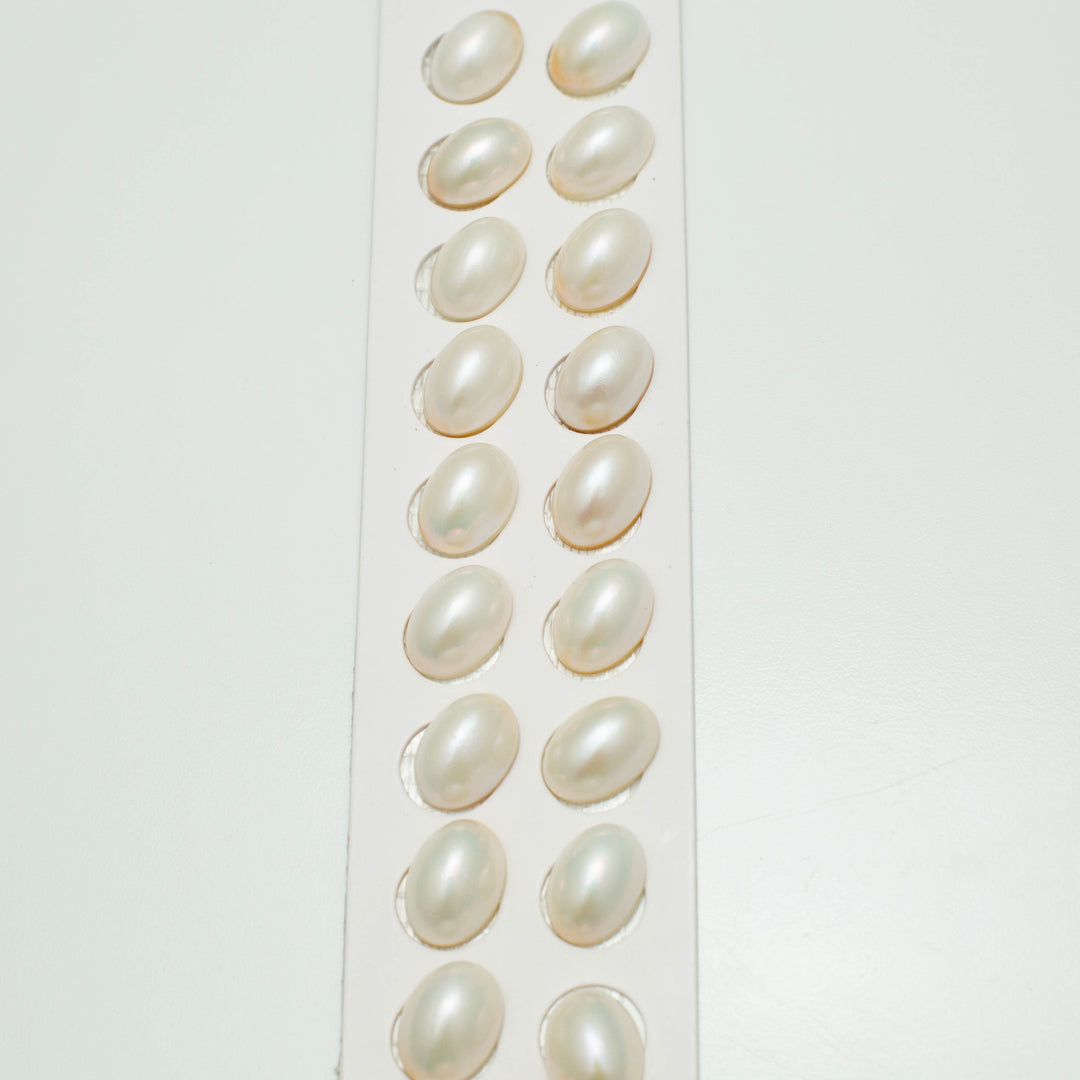 MABE 12-13mm Oval Pearls White AAA Pearl Pairs