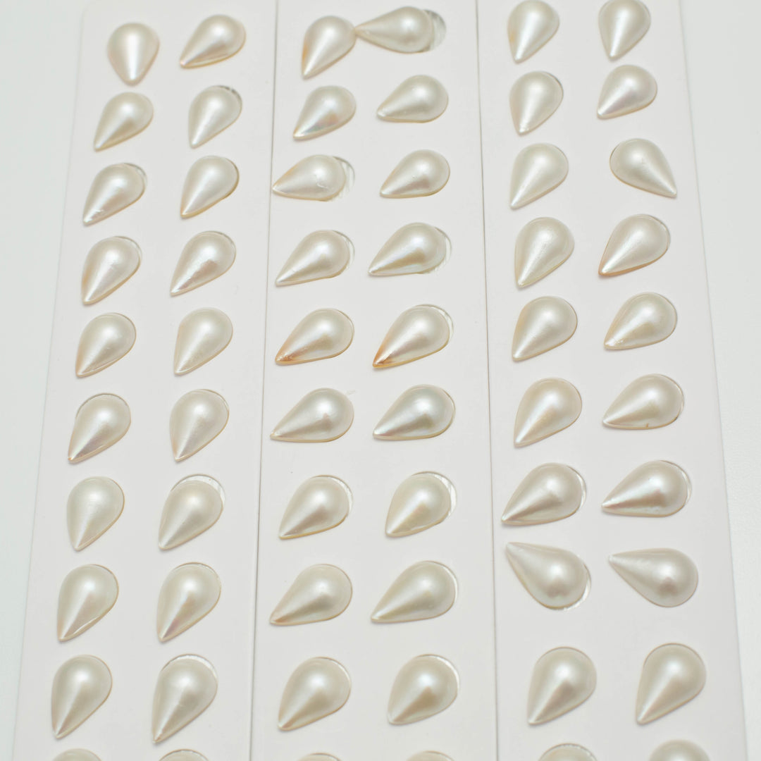 MABE 12-13mm Teardrop  White AAA Pearl Pairs