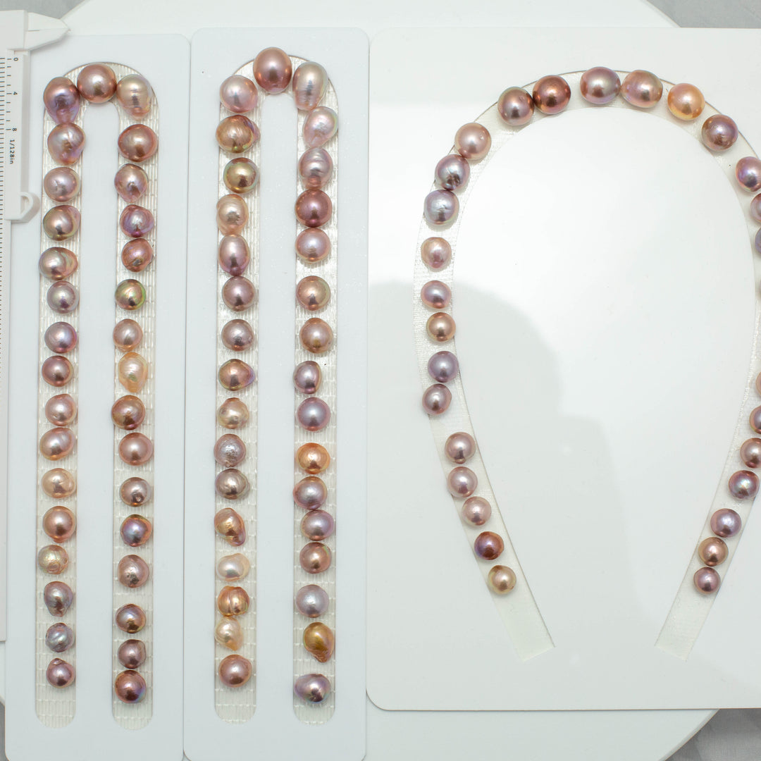 Baroque 11-14mm Round Pearls Colorful TOP Pearl Strands