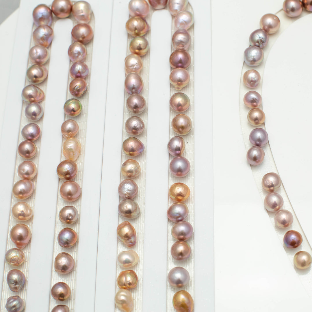 Baroque 11-14mm Round Pearls Colorful TOP Pearl Strands