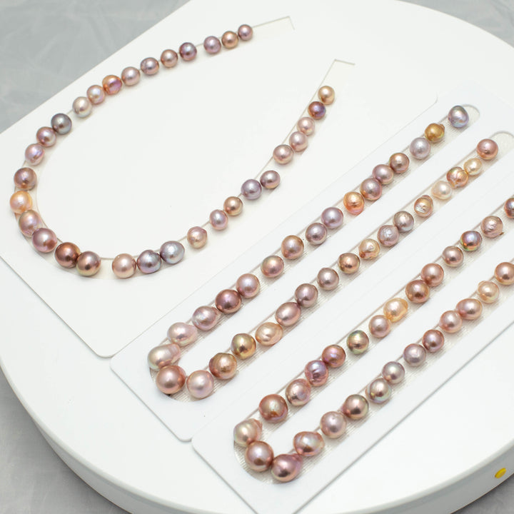 Baroque 11-14mm Round Pearls Colorful TOP Pearl Strands