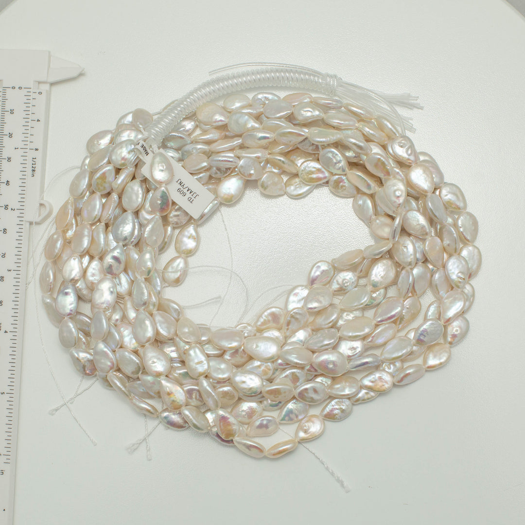 Baroque 11-12mm Teardrop Pearls White AAA Pearl Strands