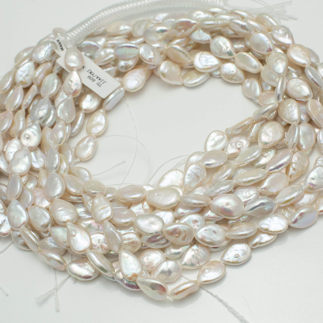 Baroque 11-12mm Teardrop Pearls White AAA Pearl Strands