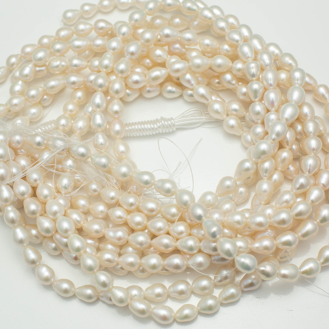 Freshwater Akoya 8-9mm Teardrop Pearls White AAA Pearl Strands