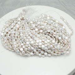 Baroque 11-12mm Coin Pearls White AAA Pearl Strands