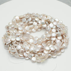 Baroque 13-14mm Coin Pearls White AAA Pearl Strands