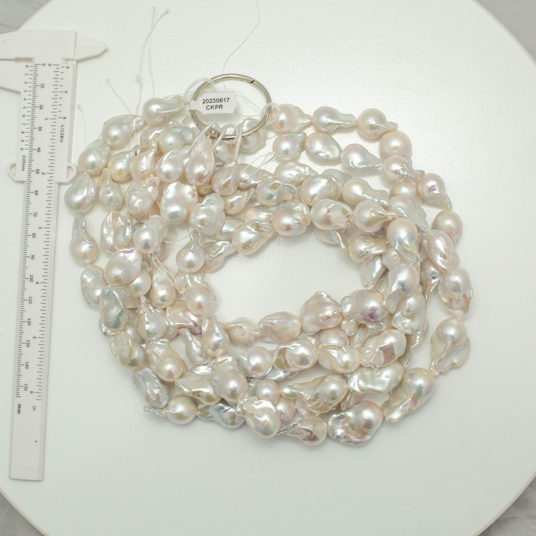 Baroque 13-17mm Fireball Pearls White AAA Pearl Strands