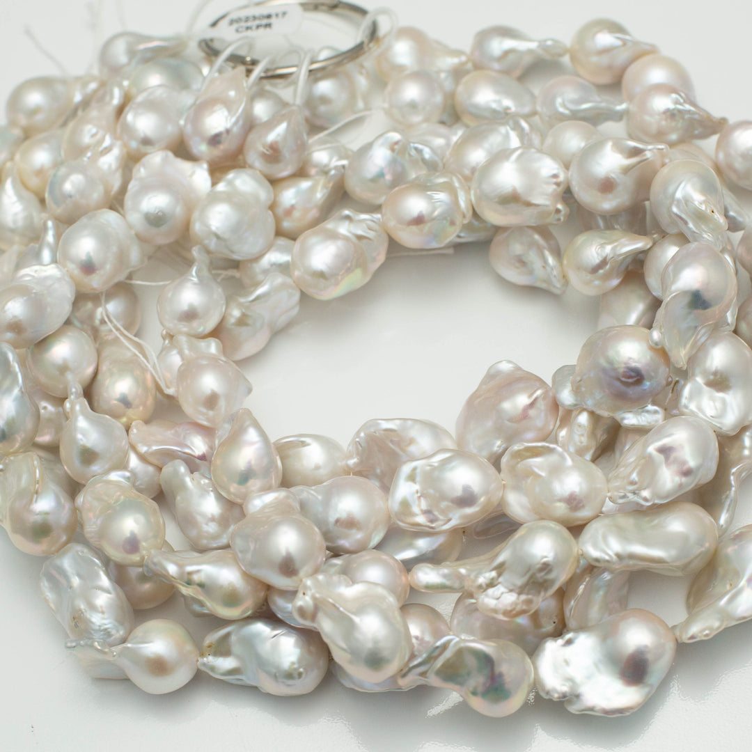 Baroque 13-17mm Fireball Pearls White AAA Pearl Strands