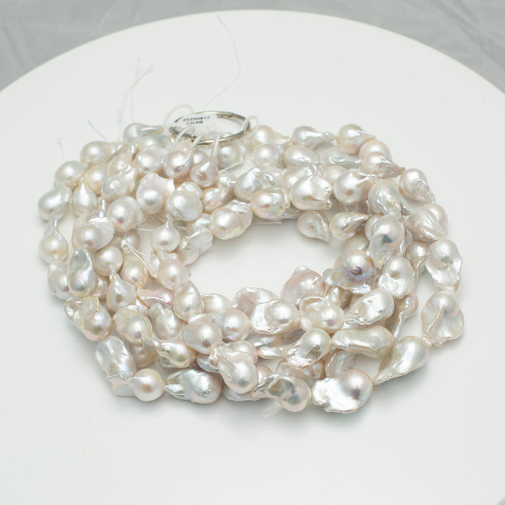 Baroque 13-17mm Fireball Pearls White AAA Pearl Strands