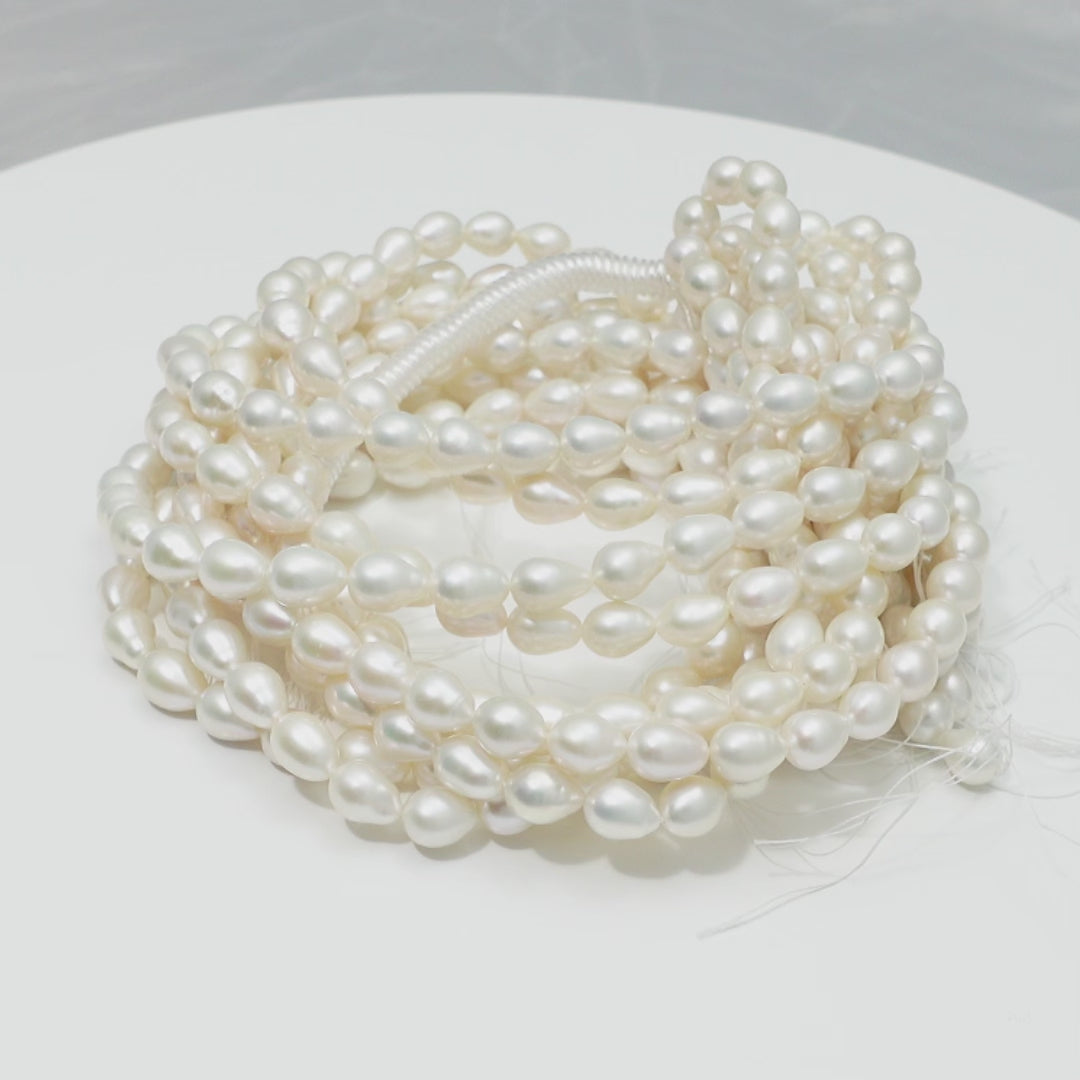 Freshwater Akoya 8-9mm Teardrop Pearls White AAA Pearl Strands