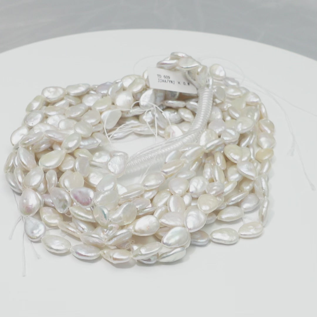 Baroque 11-12mm Teardrop Pearls White AAA Pearl Strands