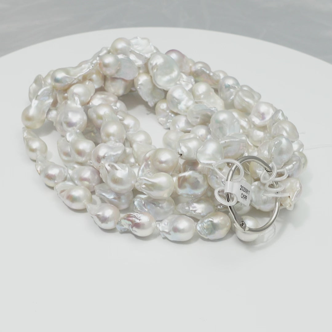 Baroque 13-17mm Fireball Pearls White AAA Pearl Strands