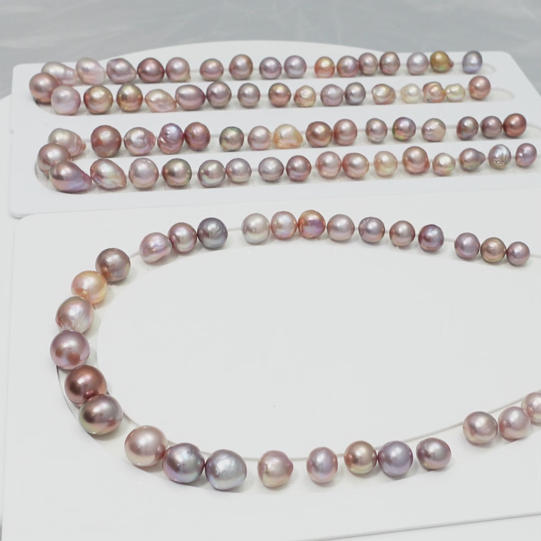 Baroque 11-14mm Round Pearls Colorful TOP Pearl Strands