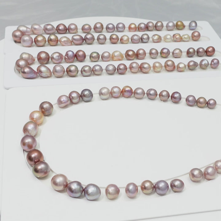 Baroque 11-14mm Round Pearls Colorful TOP Pearl Strands